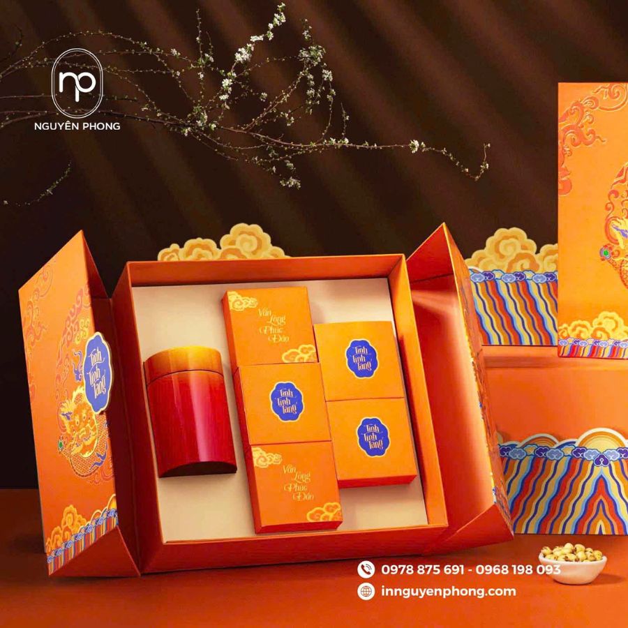 Hộp quà tết được gia công chỉn chu và in ấn đẹp mắt